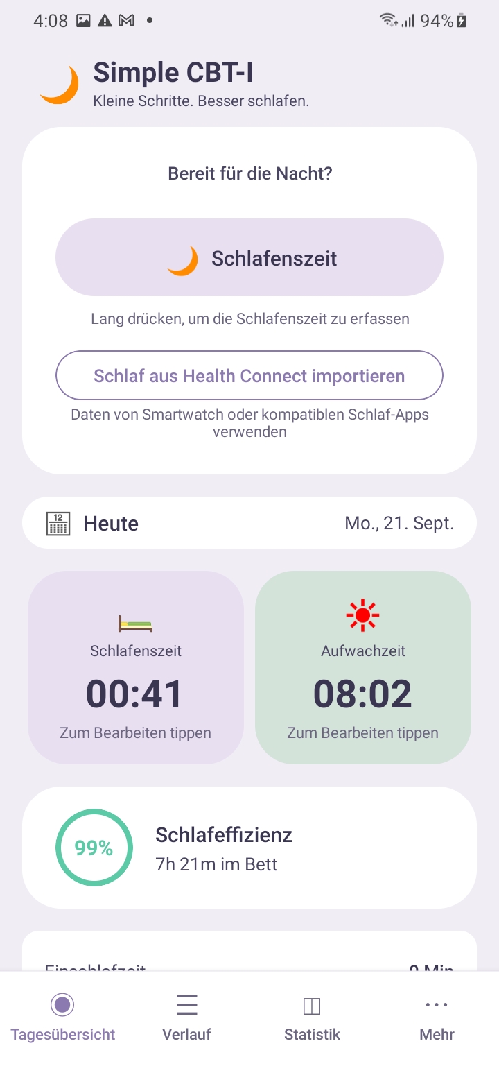 Schlaftagebuch — Daily Insight