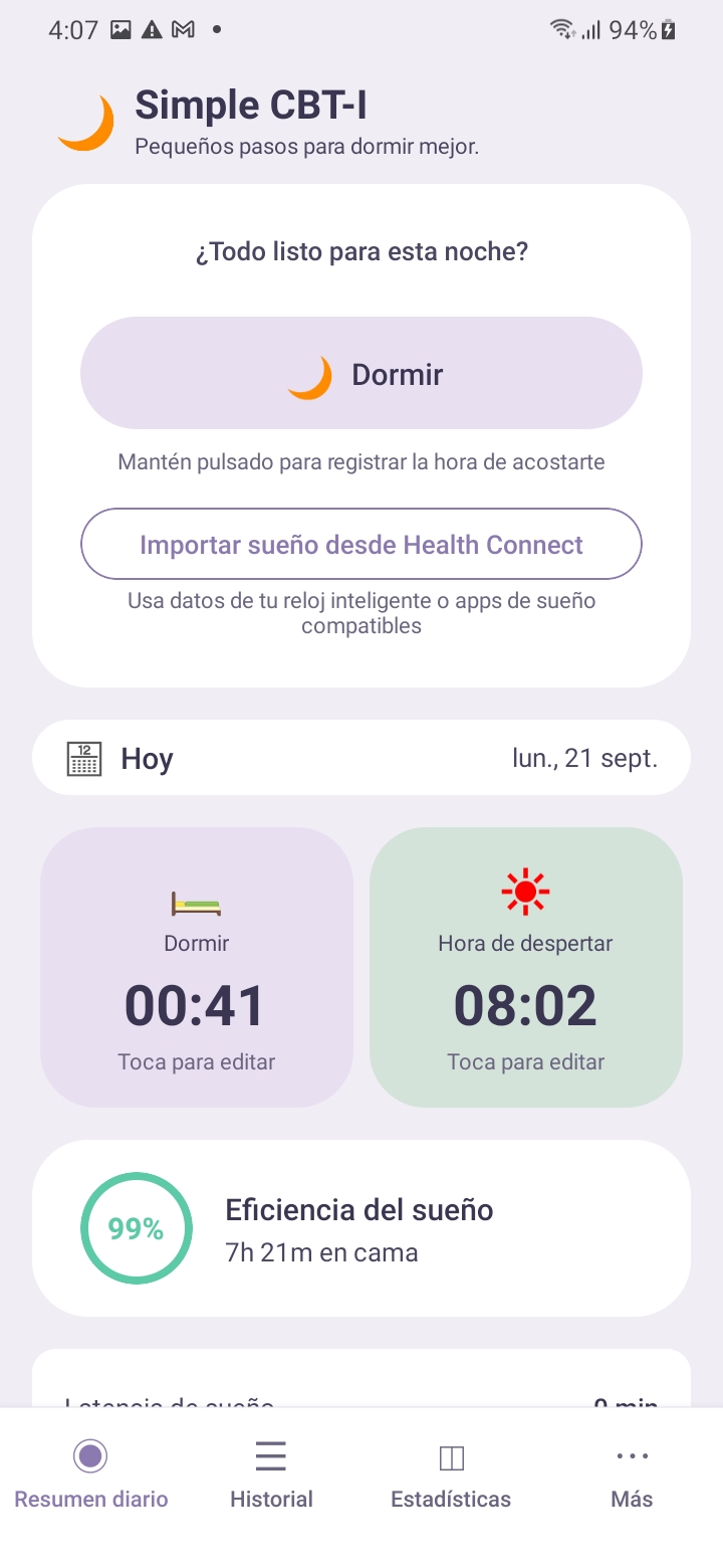 Diario de sueño — Daily Insight