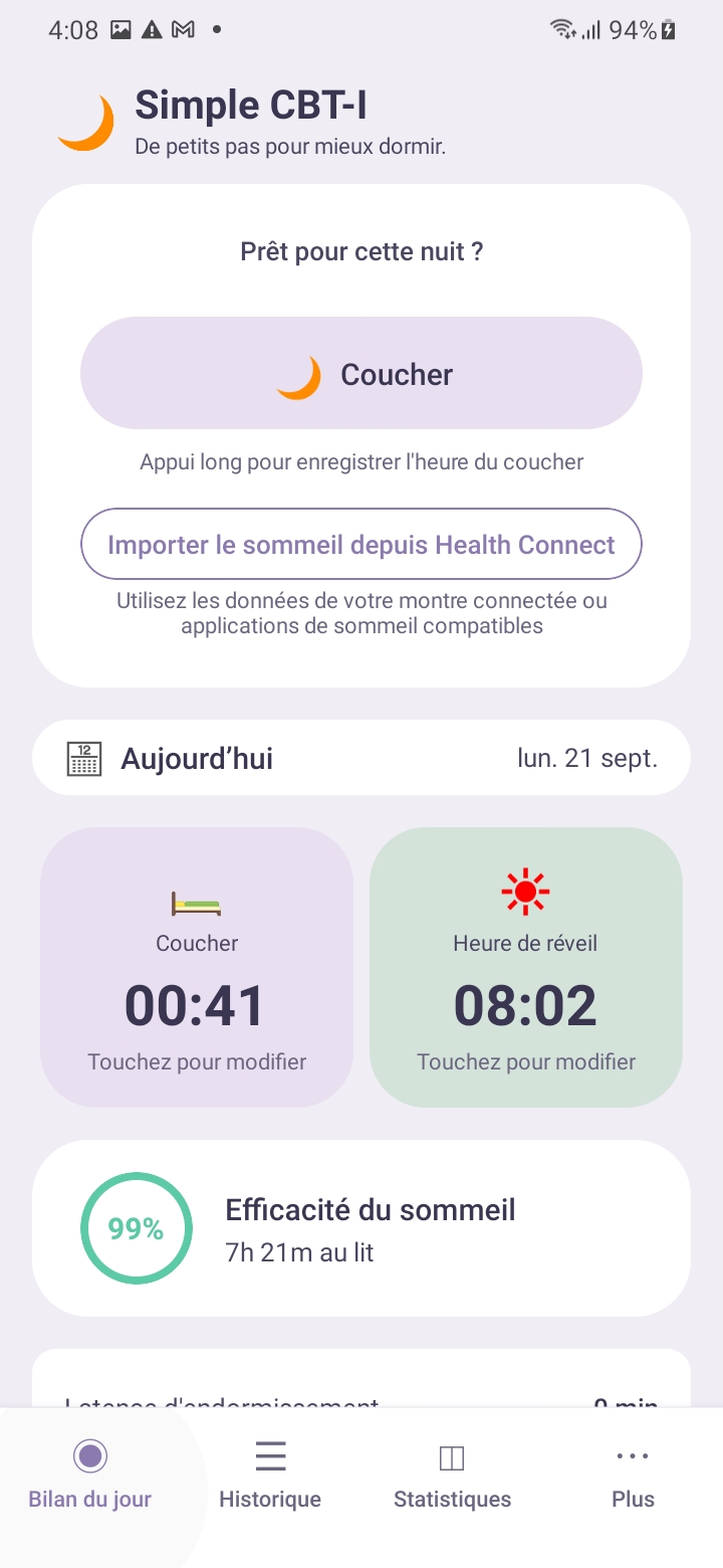 Journal de sommeil — Daily Insight